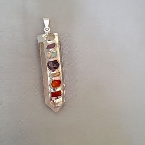 Quartz crystal Chakra Pendant with authentic gemstones